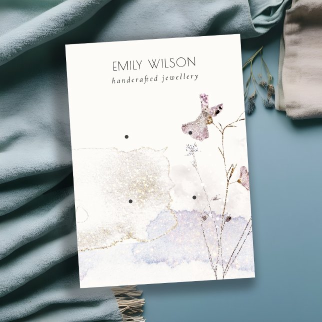 Carte De Visite Parties scintillant Pressé Fleurs Boucles d'oreill (Créateur téléchargé)