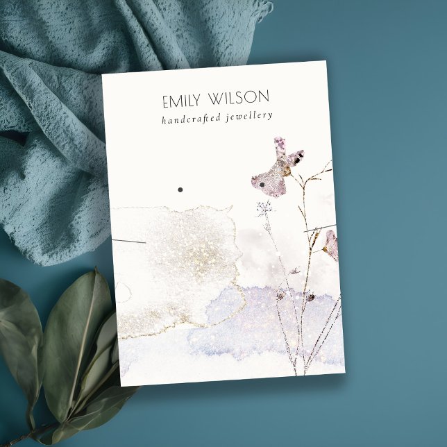 Carte De Visite Parties scintillant Pressé Fleurs Collier Elevage  (Créateur téléchargé)