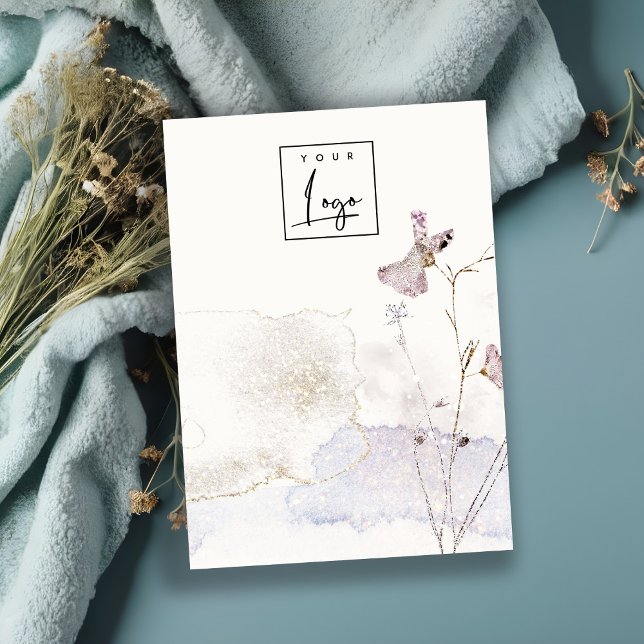 Carte De Visite Parties scintillant Pressé Fleurs Vierge Logo Bijo (Créateur téléchargé)