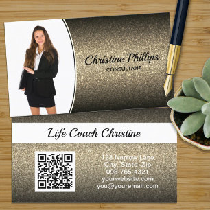 Carte De Visite Parties scintillant professionnelle Gold Ombre Pho