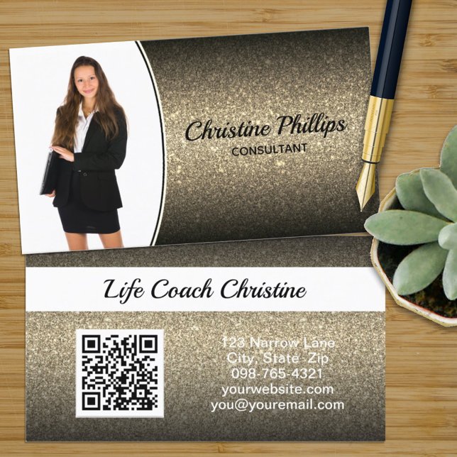 Carte De Visite Parties scintillant professionnelle Gold Ombre Pho (Créateur téléchargé)