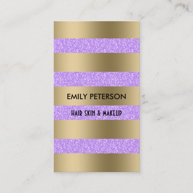 Carte De Visite Parties scintillant Purple Élégante Moderne Et Ban (Devant)