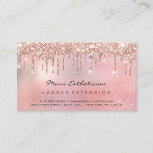 Carte De Visite Parties scintillant rose à gouttes roses Eyelash m