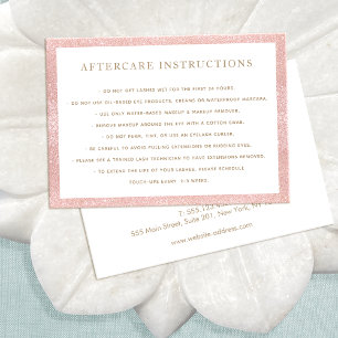 Carte De Visite Parties scintillant rose après soins pour Lash Ext