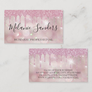 Carte De Visite Parties scintillant rose Bokeh   Brillant