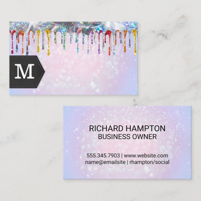 Carte De Visite Parties scintillant rose Bokeh Glamor (Devant / Derrière)