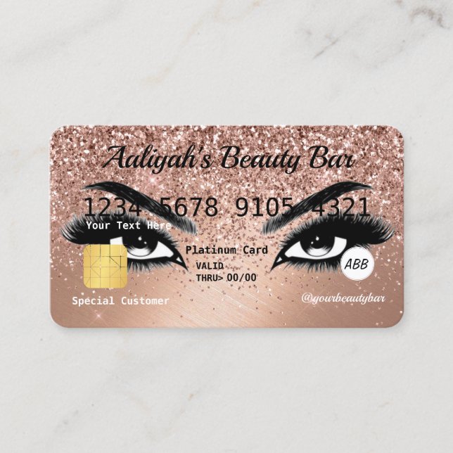Carte De Visite Parties scintillant Rose brillant Gold Credit Beau (Devant)