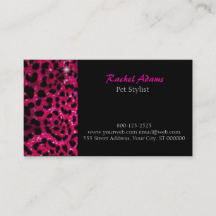 Carte De Visite Parties scintillant rose Cheetah Imprimer Groomer 