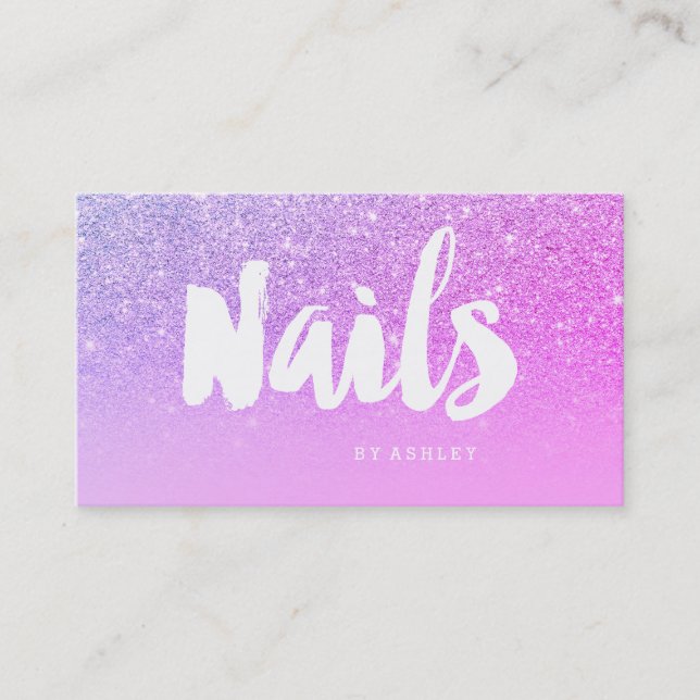 Carte De Visite parties scintillant rose de la typographie moderne (Devant)