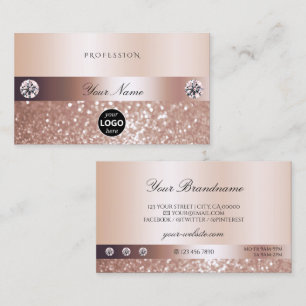 Carte De Visite Parties scintillant Rose de luxe avec logo