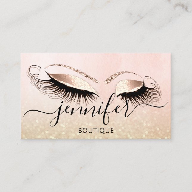 Carte De Visite Parties scintillant Rose de maquillage professionn (Devant)