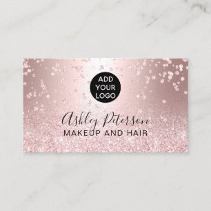 Carte De Visite parties scintillant rose d'or logo métallique chic
