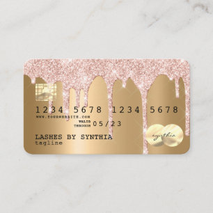 Carte De Visite parties scintillant Rose en or gouttes d'or Hologr