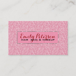 Carte De Visite Parties scintillant Rose Et Accents Argent Métalli