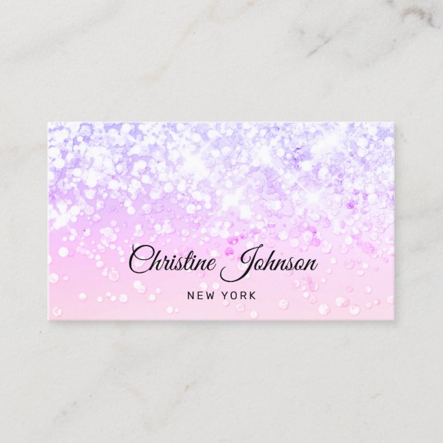 Carte De Visite parties scintillant rose et lavande imitation (Devant)