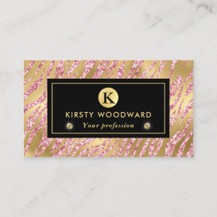 Carte De Visite Parties scintillant rose et or Glam Tiger Stripes 