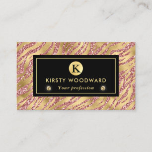 Carte De Visite Parties scintillant rose et or Glam Tiger Stripes 
