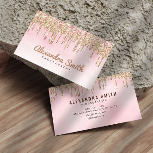 Carte De Visite parties scintillant rose et or goutte photographie