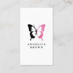 Carte De Visite Parties scintillant rose Faux et papillon noir