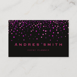 Carte De Visite Parties scintillant rose Faux Foil Confetti Noir