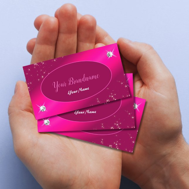 Carte De Visite Parties scintillant Rose Fille Luxe Étoiles Diaman (Créateur téléchargé)