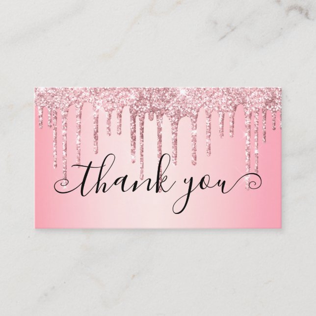 Carte De Visite Parties scintillant rose fille tendance Merci  (Devant)