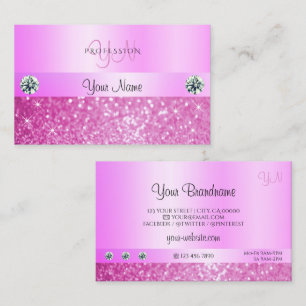 Carte De Visite Parties scintillant rose flamboyante de luxe avec 