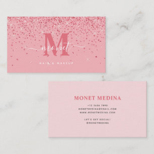 Carte De Visite Parties scintillant rose Glam cheveux et maquillag