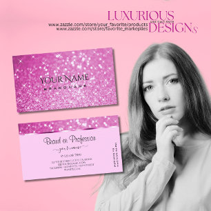 Carte De Visite Parties scintillant rose glamour et étoiles scinti