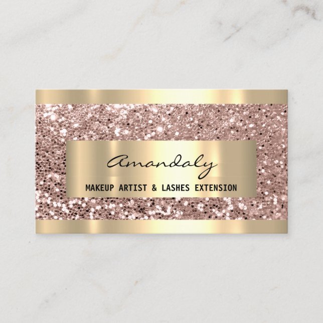 Carte De Visite Parties scintillant Rose Gold Frame Event Planner  (Devant)