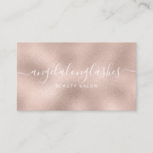 Carte De Visite Parties scintillant Rose Gold Script Police Simple