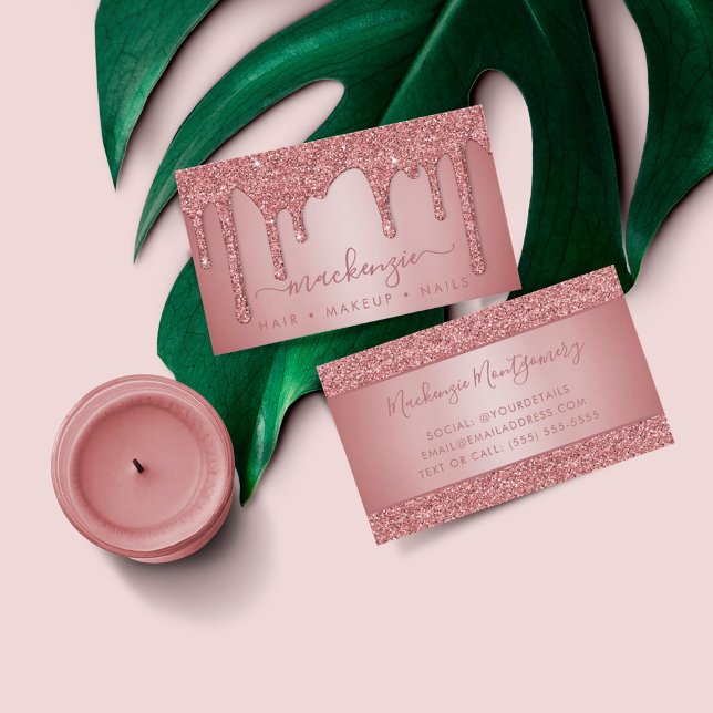 Carte De Visite Parties scintillant rose Gold Sparkle Lecteurs Lux (Créateur téléchargé)