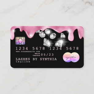Carte De Visite parties scintillant rose gouttes de diamants holog