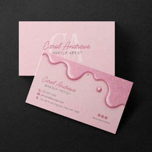 Carte De Visite Parties scintillant rose gouttes maquillage Artist