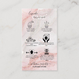 Carte De Visite Parties scintillant rose liquide Cupcake Care en m