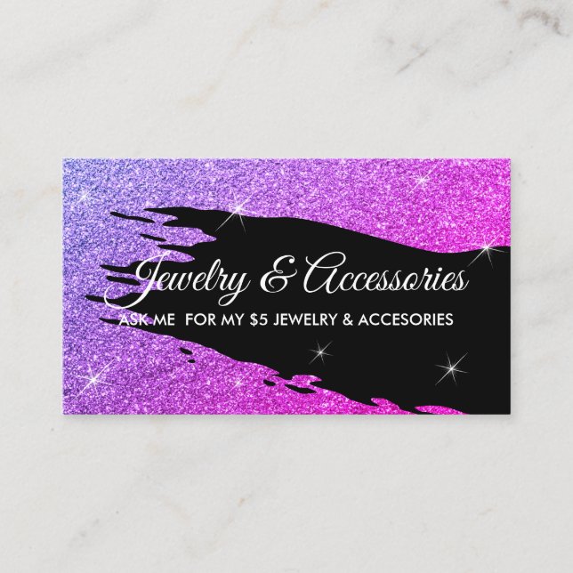Carte De Visite Parties scintillant Rose Lumineuse 5 dollars bijou (Devant)