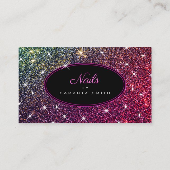 Carte De Visite Parties scintillant rose luxueuse Étoiles Lumineus (Devant)