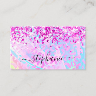 Carte De Visite Parties scintillant rose magenta Léopard Iridescen
