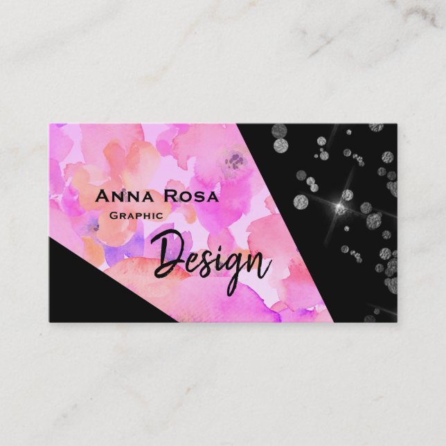 Carte De Visite *~* Parties scintillant rose moderne Abstraite Fle (Devant)