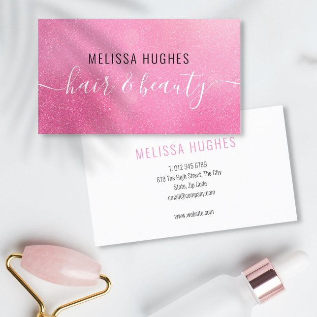 Carte De Visite Parties scintillant rose moderne chic (Chic Modern Pink Glitter Business Card)