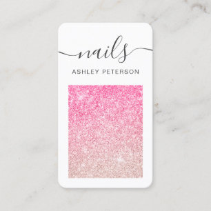 Carte De Visite parties scintillant rose moderne ombre script du t