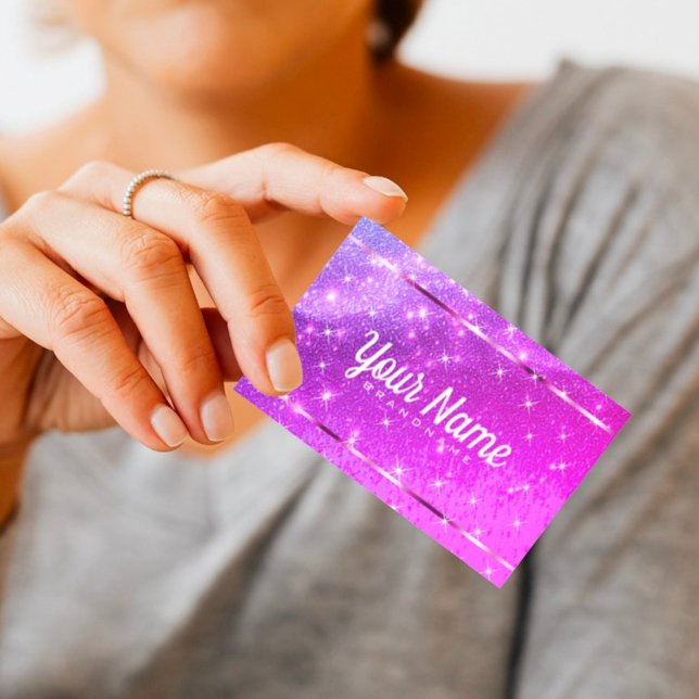 Carte De Visite Parties scintillant Rose Neon De Luxe Sable Étoile (Créateur téléchargé)