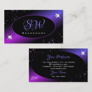 Carte De Visite Parties scintillant rose noir violet étoiles Bijou
