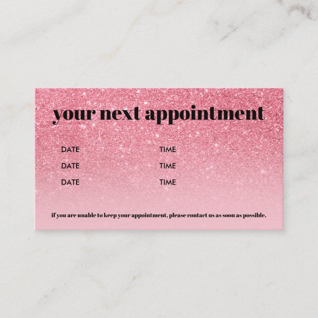 Carte De Visite Parties scintillant rose Ombre Chic Bold Beauté (Devant)
