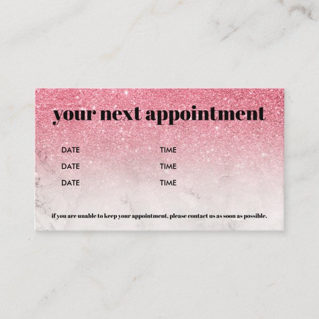Carte De Visite Parties scintillant rose Ombre marbre Chic Bold Be (Devant)