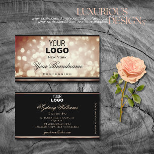 Carte De Visite Parties scintillant Rose or brillant noir et logo