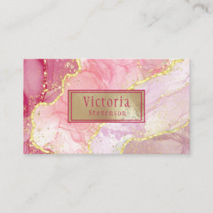 Carte De Visite Parties scintillant rose or Marbre Géode Monogram