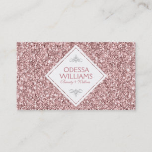 Carte De Visite Parties scintillant Rose-or moderne et blanche rév