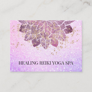 Carte De Visite *~* Parties scintillant rose or Yoga Reiki Mandala
