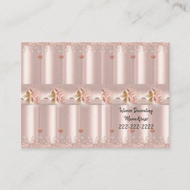Carte de visite, Parties scintillant rose rose Déc (Devant)